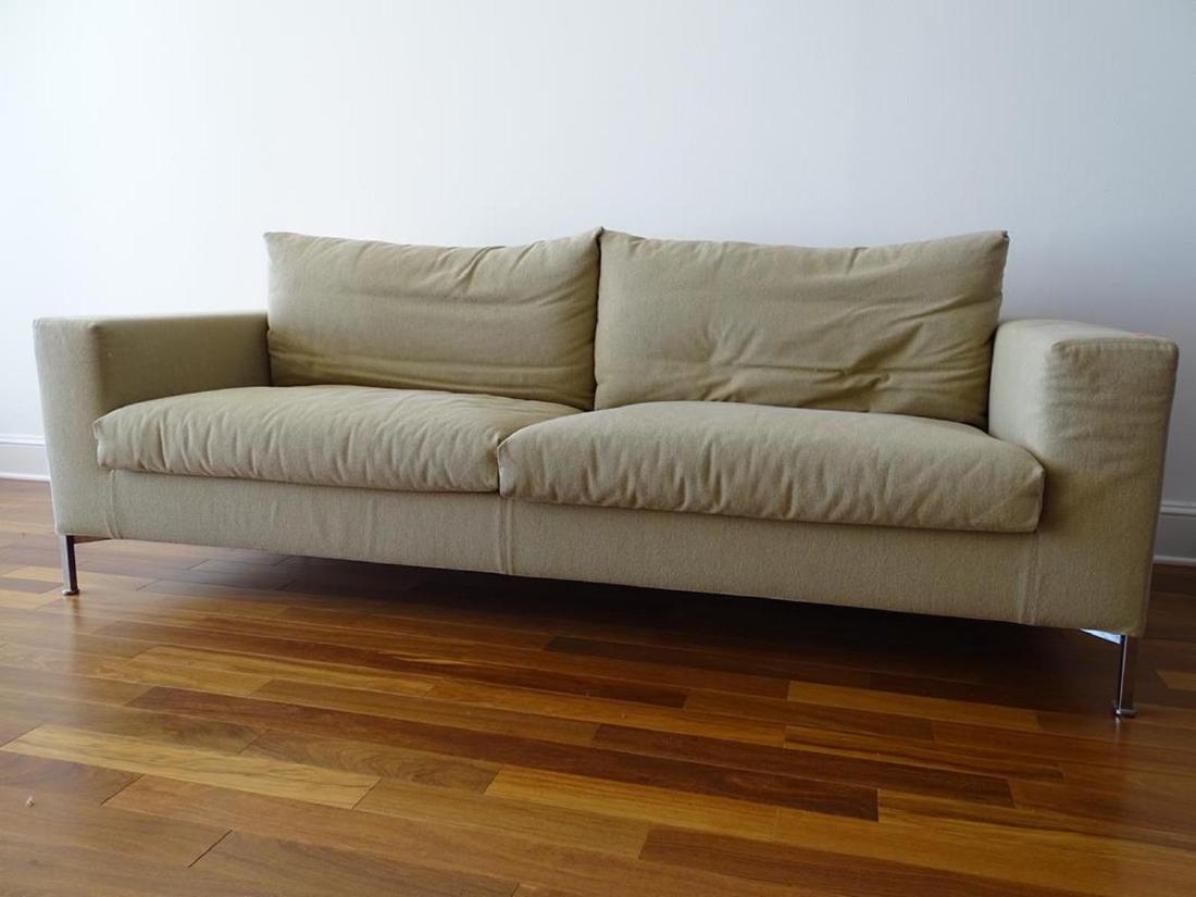 PIERO LISSONI FOR LIVING DIVANI "X-BOX" SOFA: ORIGINAL COST $5,200. MODULAR METAL LEGS. EXCELLENT CONDITION. 88"W, 38"D, 17" SEAT, 24" BACK.