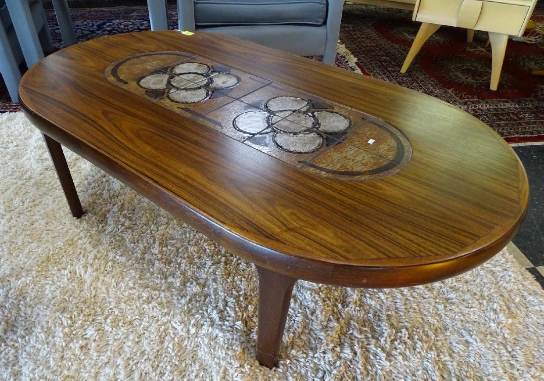 GANGSO MOBLER DANISH ROSEWOOD TILE TOP COFFEE TABLE: 53"L, 29.5"W, 16"H