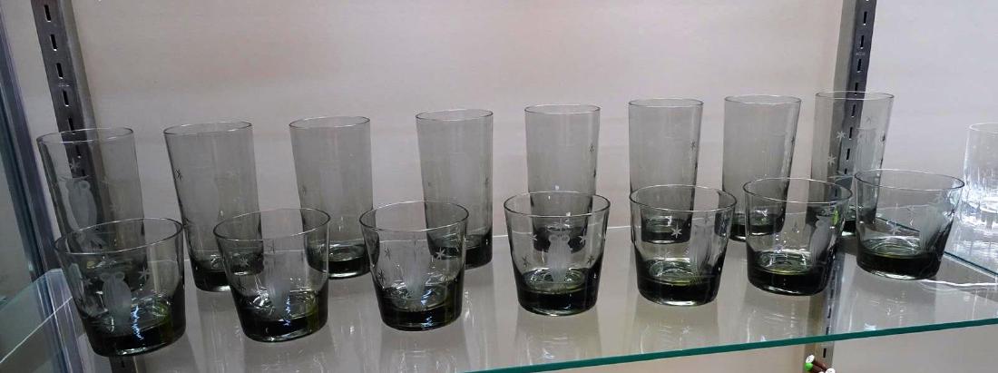 15 PC. VINTAGE BAR GLASSES, STAR AND OWL MOTIF: SEE TITLE
