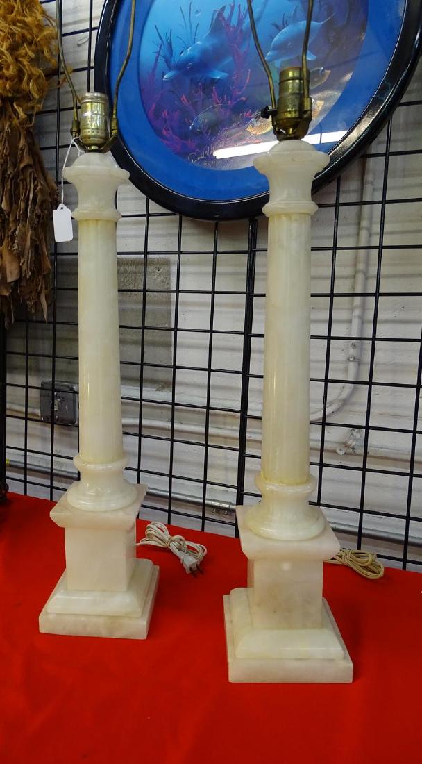 PAIR OF ALABASTER TABLE LAMPS: SEE TITLE