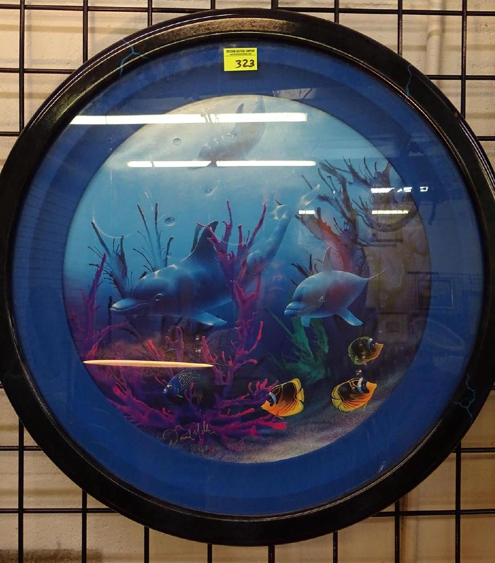 DAVID MILLER S/N AQUATIC LITHOGRAPH: 25"DIA.