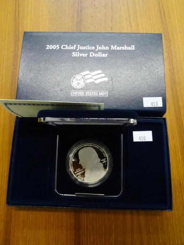 2005 CHIEF JUSTIC JOHN MARSHALL SILVER DOLLAR: OGP, SILVER COMMMORATIVE