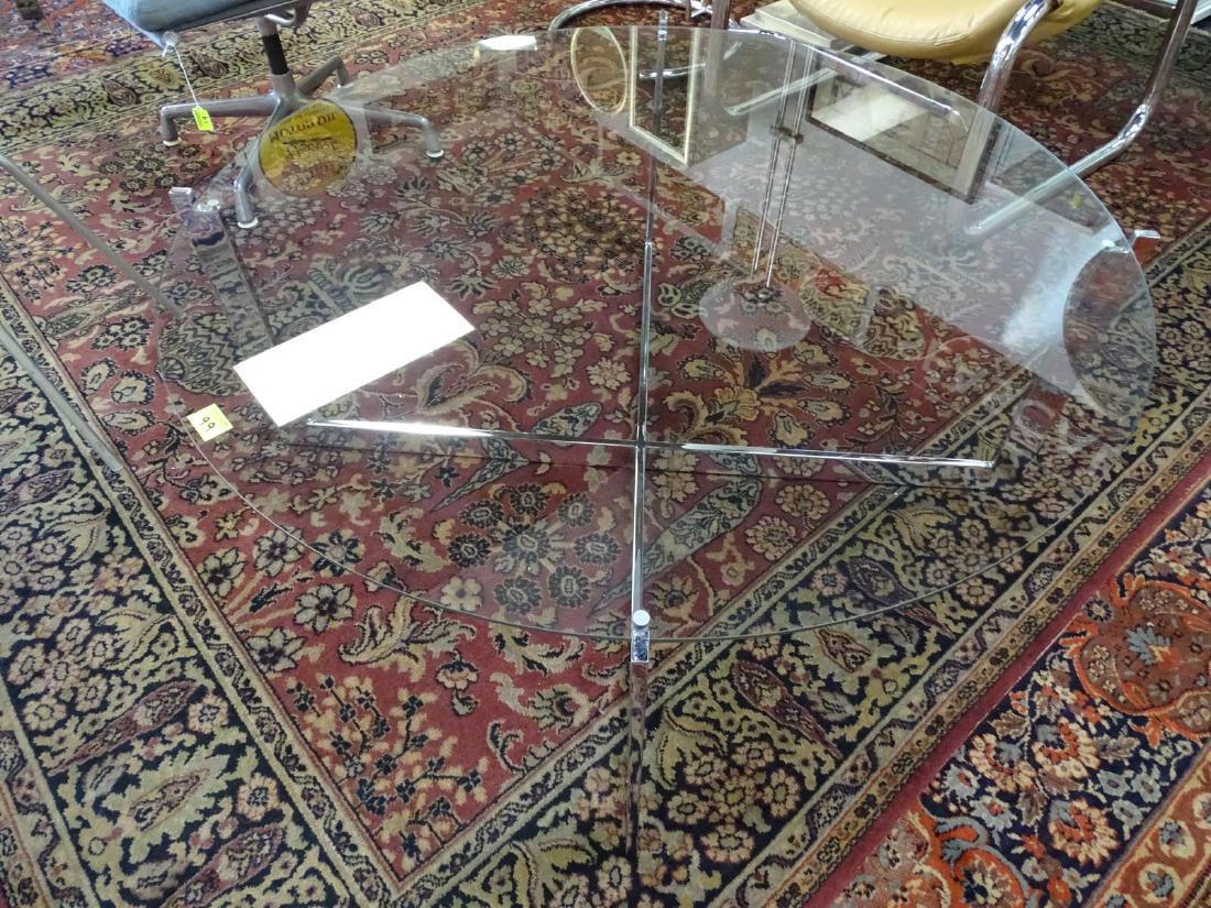 MILO BAUGHMAN (ATTR.) CHROME/GLASS TABLE: 41"DIA., 17"H