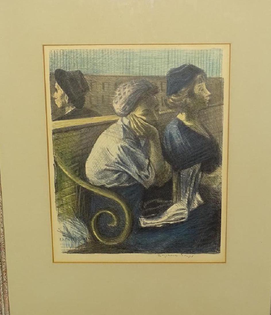 RAPHAEL SOYER LITHOGRAPH "WAITING": SIGNED. 18.5"X22"