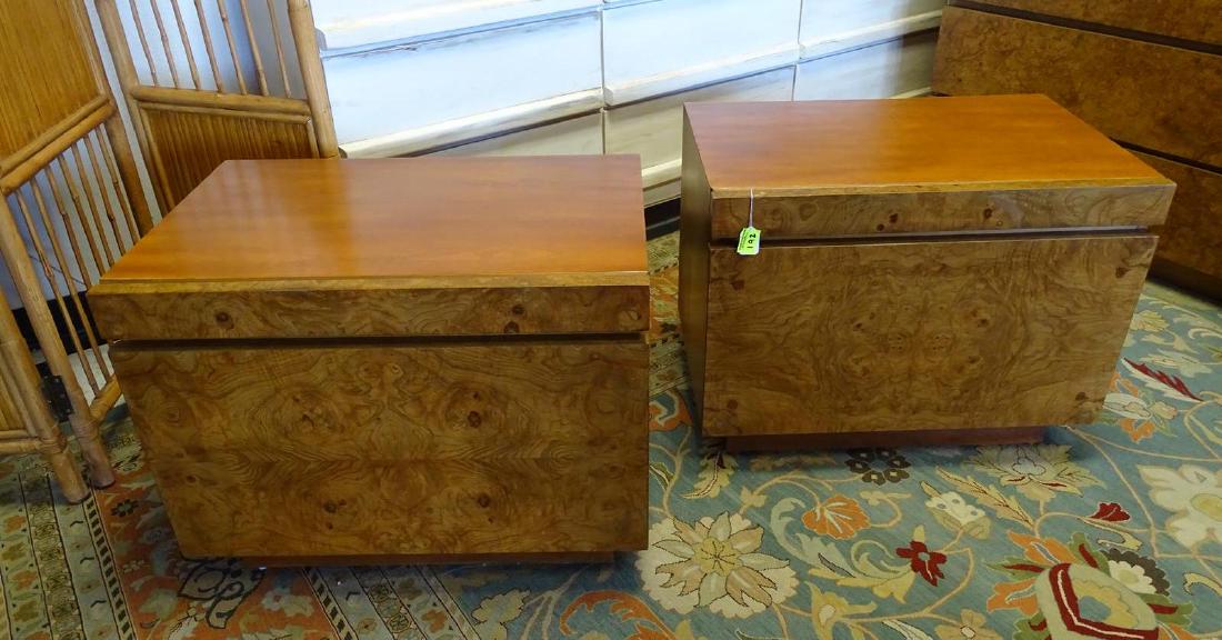 ROLAND CARTER FOR LANE FURNITURE BURL-WOOD STANDS: 26"W, 17"D, 20"H