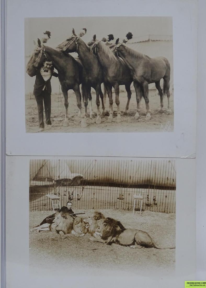 HARRY A. ATWELL CIRCUS PHOTOGRAPHS: 2 PHOTOGRAPHS OF PERFORMERS WITH ANIMALS INCLUDING TERRELL JACOBS. EACH ARE 10"X12"