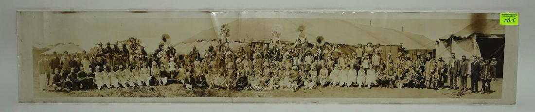 JOHN ROBINSON CIRCUS PANORAMIC PHOTOGRAPH: SEASON OF 1926. TAKEN IN DETROIT MICHIGAN. UNATTRIBUTED. CREASING IN CENTER OF IMAGE. 8"X43"
