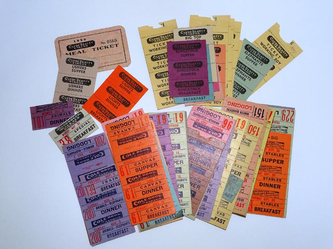 COLLECTION OF CIRCUS STAFF MEAL TICKETS: SEE TITLE