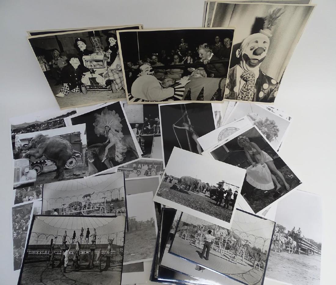 ARCHIVE OF CIRCUS PHOTOGRAPH PRINTS: ROBERT MACDOUGALL COLLECTION. A NICE GROUPING OF PHOTOGRAPH PRINTS DEPICTING PERFORMERS, BACK LOT, PARADES AND ANIMALS. 100+ IN THE LOT.