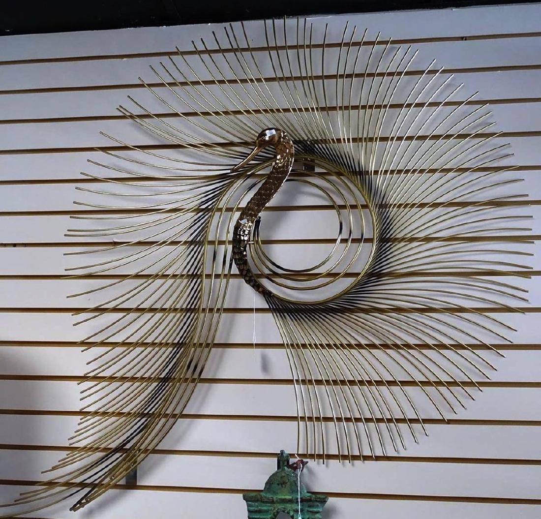 CURTIS JERE PEACOCK METAL WALL SCULPTURE: 39" DIA.