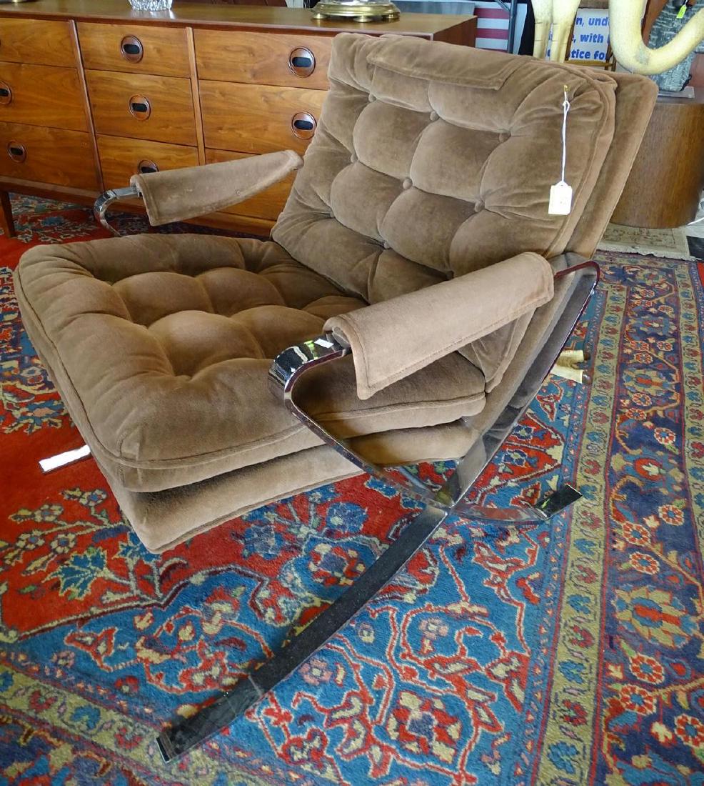 MILO BAUGHMAN (ATTR.) CHROME LOUNGE CHAIR: 27"W, 31"D, 18"SEAT, 30"BACK