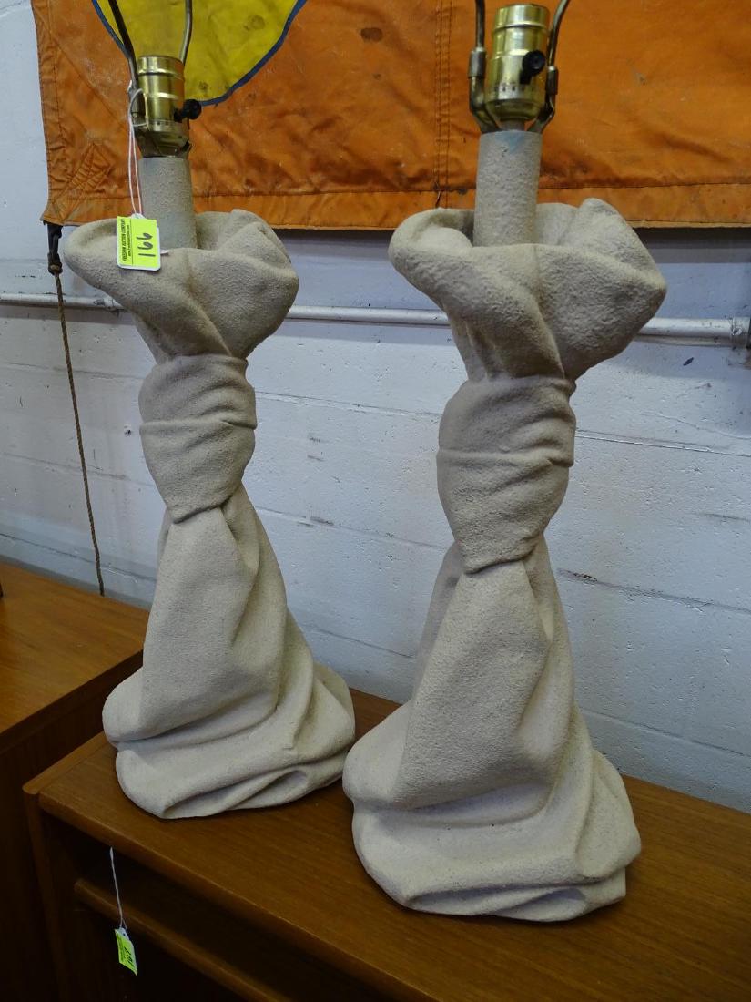 JOHN DICKINSON (ATTR.) CHALK TABLE LAMPS: HAVING THE FORM OF DRAPED FABRIC.