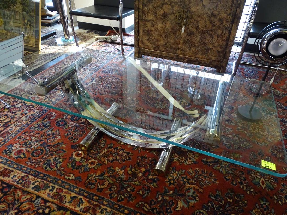 ROMEO REGA (ATTR.) CHROME/BRASS COFFEE TABLE: 54"L, 24"W, 16"H