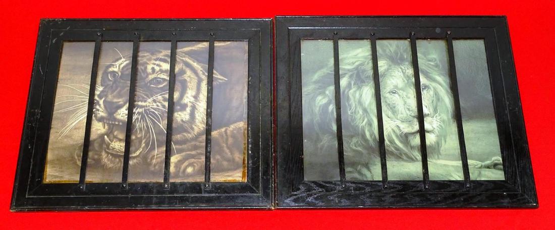 PAIR OF FOLK ART LION & TIGER ART (1 of 5)