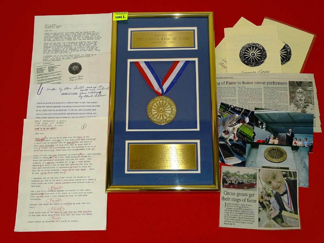 JACKIE LE CLAIRE RING OF FAME AWARD/LETTERS (1 of 2)