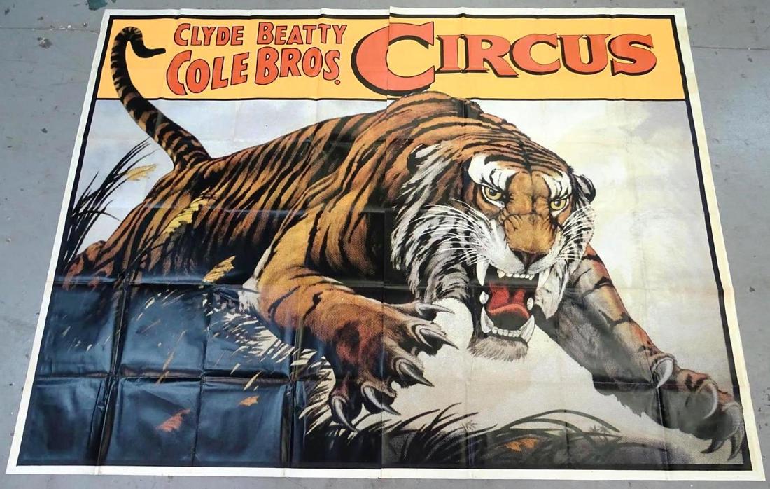 LARGE CLYDE BEATTY - COLE BROS. BANNER POSTER (1 of 1)