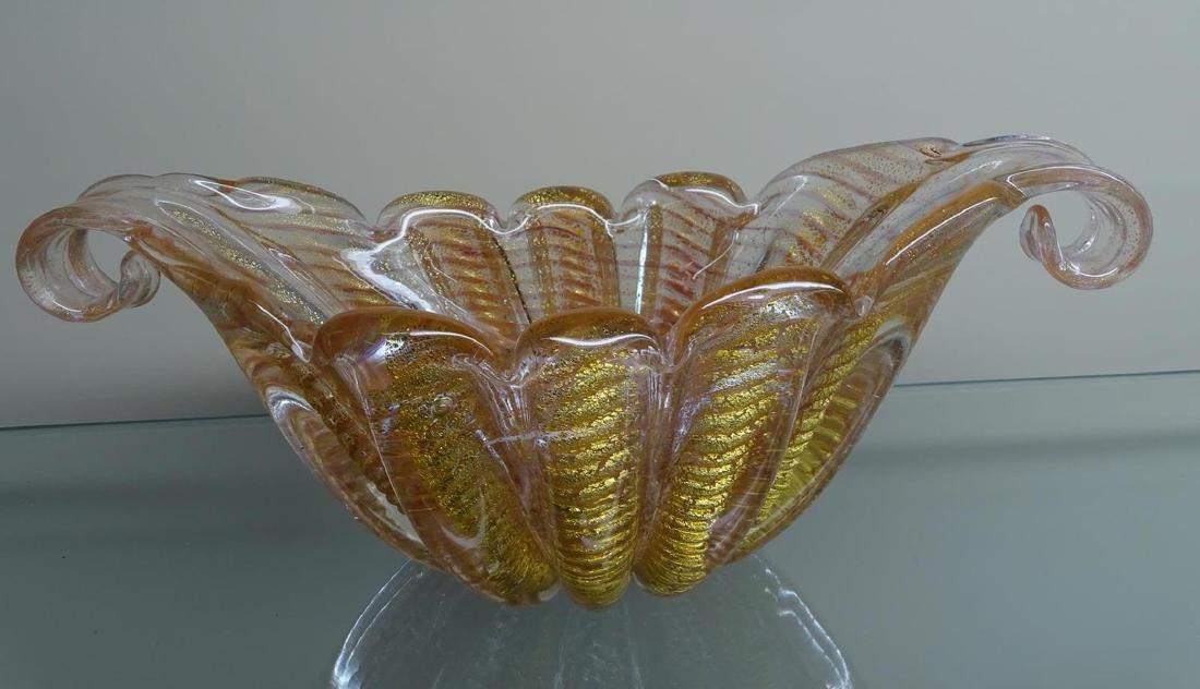 BAROVIER & TOSO MURANO GOLD AVENTURINE ART GLASS BOWL: SEE TITLE