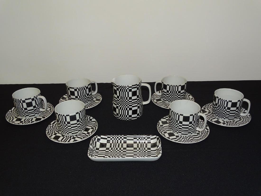 FRANCO POZZI OP ART CERAMIC CUPS/SAUCERS: SEE TITLE