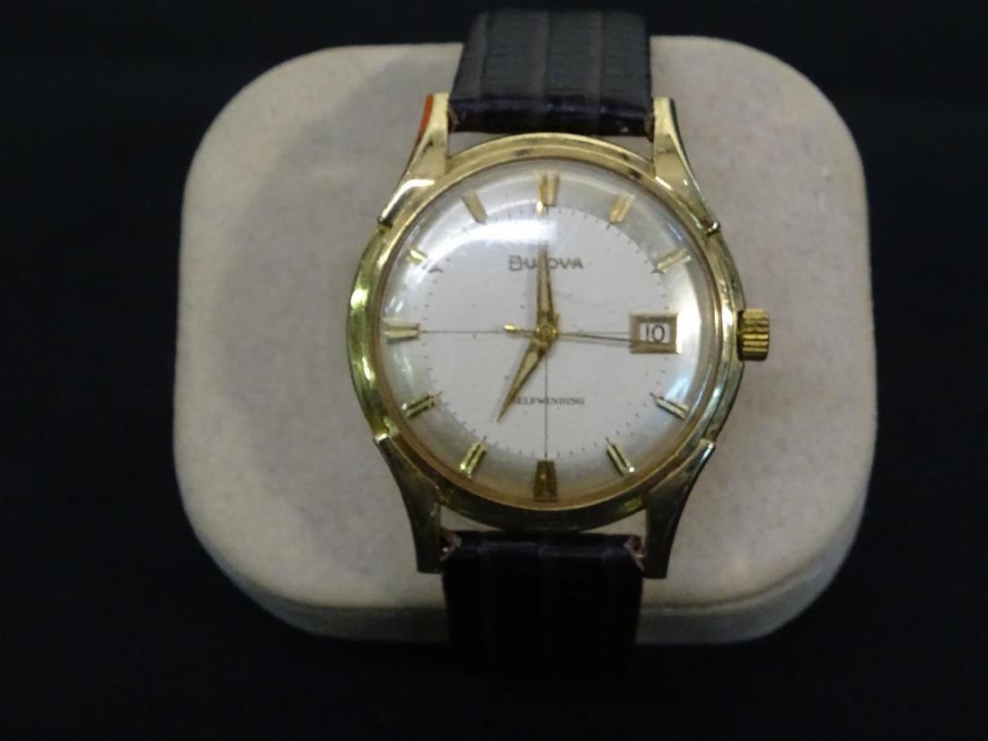 14K GOLD BULOVA MEN'S WRISTWATCH: AUTO, RUNNING