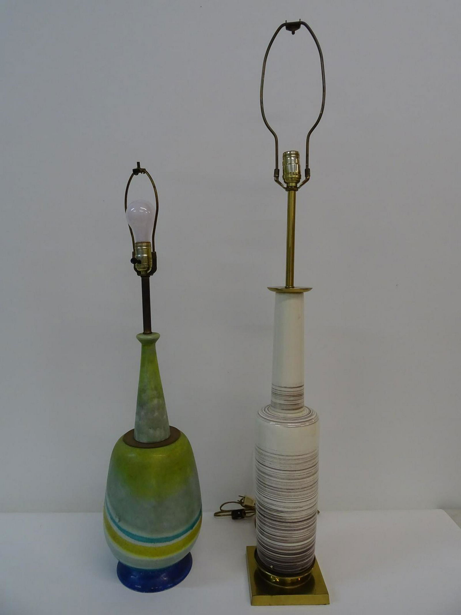 PAIR OF MID-CENTURY POTTERY LAMPS: INCLUDING RAYMOR AND STIFFEL