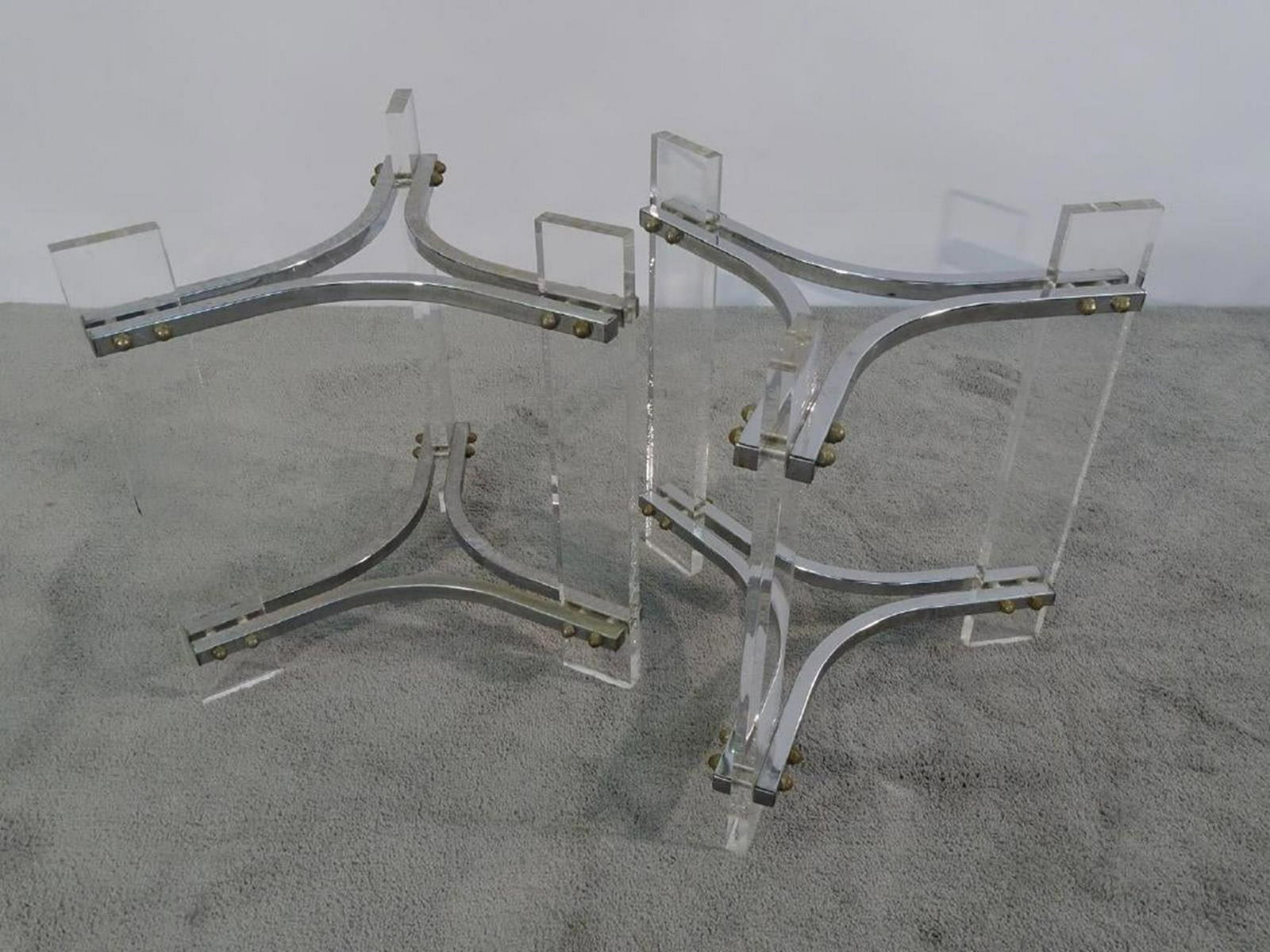 CHARLES HOLLIS JONES (ATTR.) LUCITE & CHROME TABLE: 20H