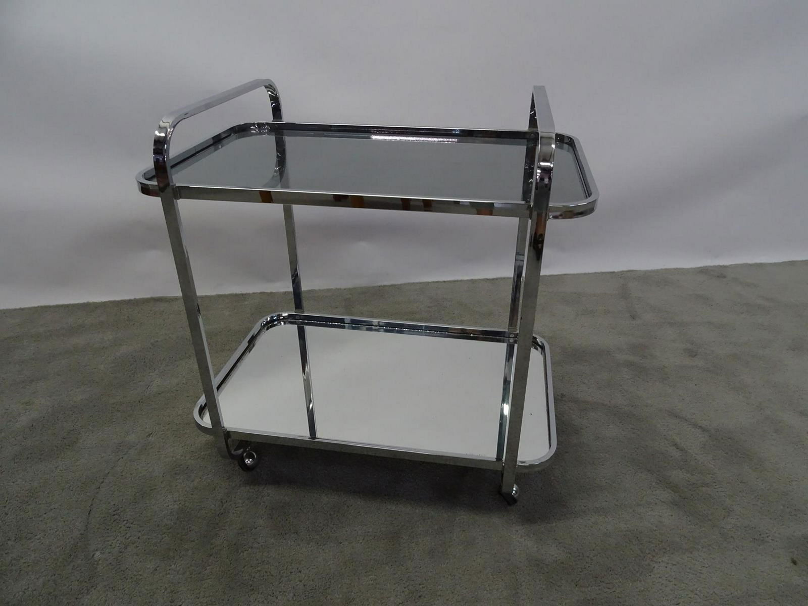 VINTAGE CHROME & GLASS BAR CART: SEE TITLE