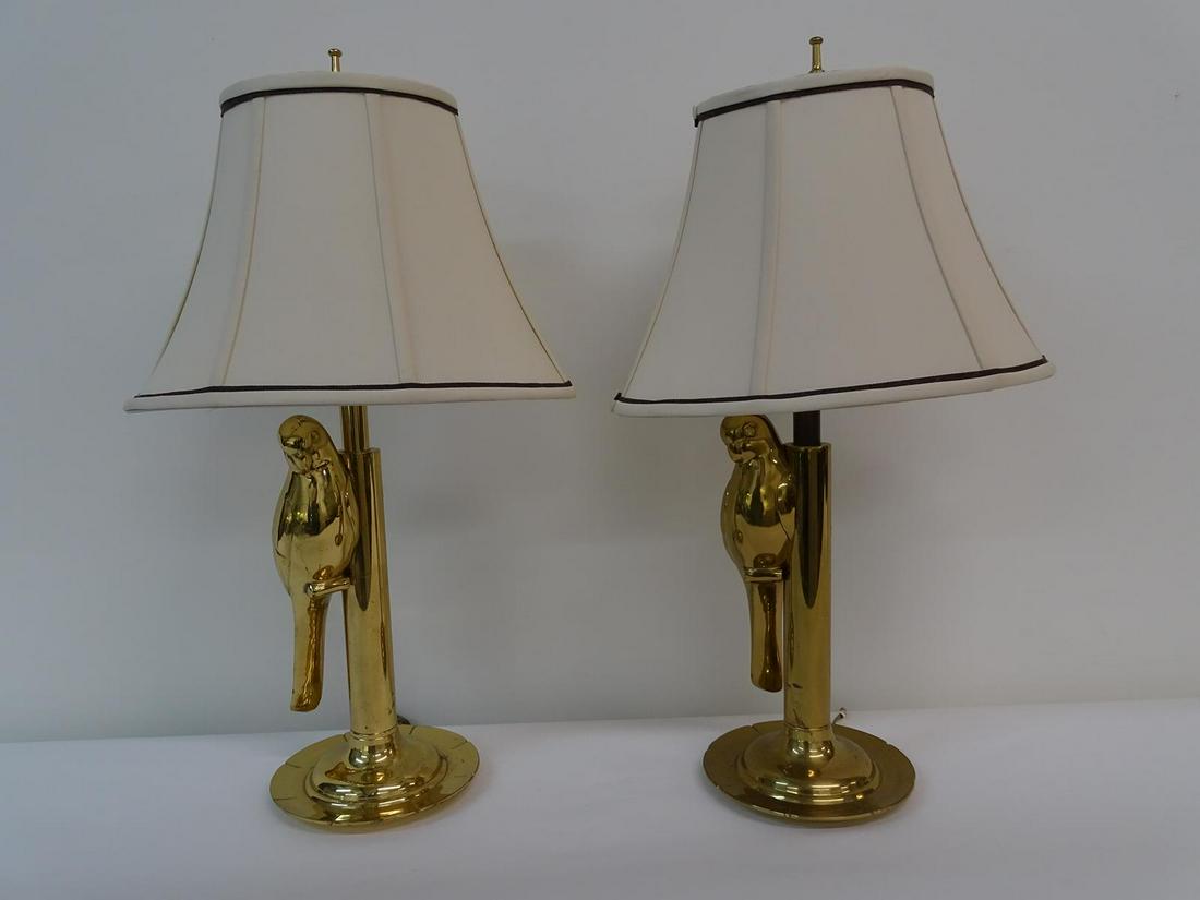 C. JERE STYLE BRASS PARROT TABLE LAMPS: SEE TITLE