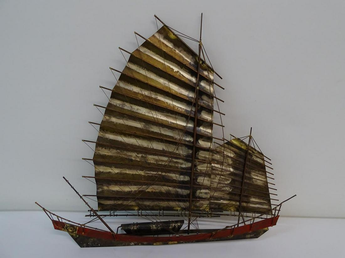 CURTIS JERE SHIP METAL WALL SCULPTURE: SEE TITLE