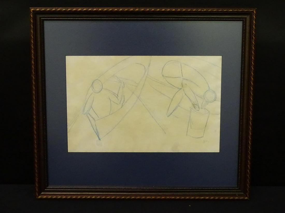 THEOPHILE ALEXANDRE STEINLEN (SWISS, 1859-1923): BLUE CRAYON ON PAPER TITLED "FISHERMAN". 18X16