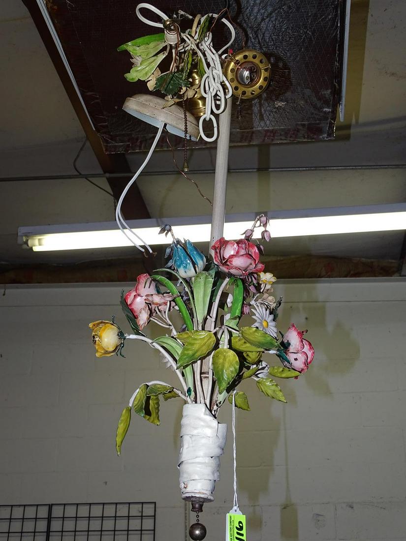 TOLE PAINTED CEILING MOUNTED CHANDLIER: SEE TITLE