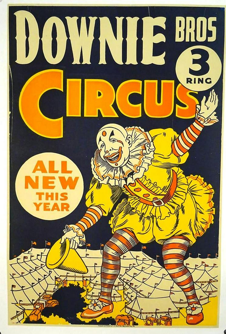 DOWNIE BROS. 3-RING CIRCUS POSTER (1 of 1)