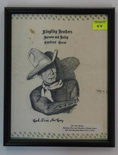 RBBB COL. TIM MCCOY SOUVENIR SILK HANDKERCHIEF: C.1937. HAS NOT BEEN EXAMINED OUTSIDE OF FRAME.