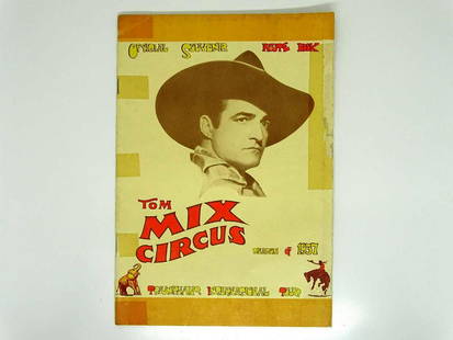 1937 TOM MIX CIRCUS ROUTE BOOK: TAPE AT BINDING AND FRONT COVER.