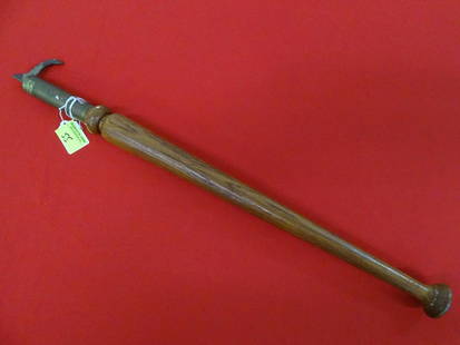 OLLIE MILLER ELEPHANT BULL HOOK: HAVING CIRCUS CITY, PERU, INDIANA LABEL. 22"L