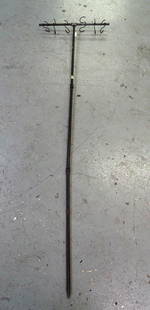 JACK LECLAIR (1890-1971) MDR WARDROBE STAKE: JACK LECLAIR WAS A CLOWN ON THE RBBB CIRCUS FOR OVER 30 YEARS BEGINNING IN THE LATE 1910'S. COLLAPSIBLE STAKE WITH HOOKS ATOP FOR HANING WARDROBE IN THE MEN'S DRESSING ROOM. WOULD HAVE STUCK INTO