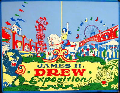 THE GREAT JAMES H. DREW EXPOSITION POSTER: HALF SHEET. FOLDS. 22"X27.5"
