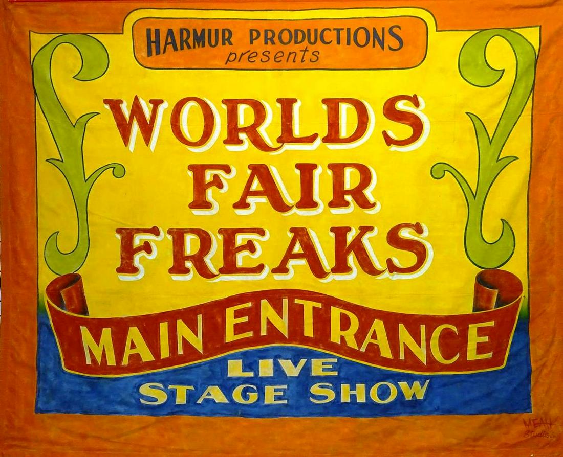 WORLD'S FAIR FREAKS SIDESHOW BANNER (1 of 1)