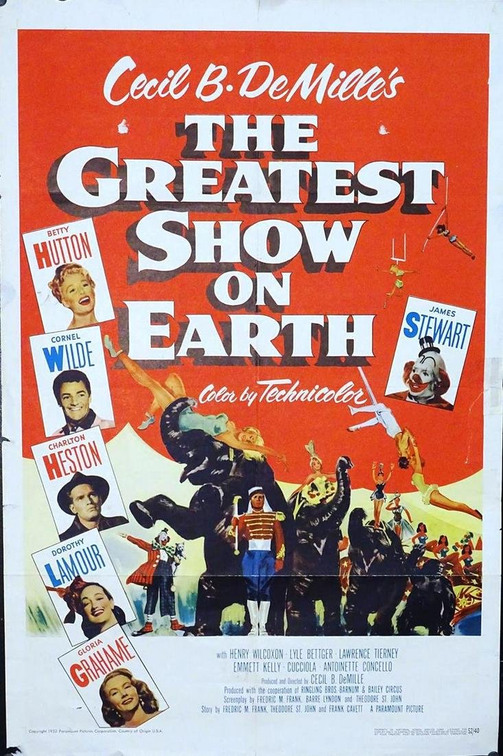 "THE GREATEST SHOW ON EARTH" MOVIE POSTER (1 of 1)