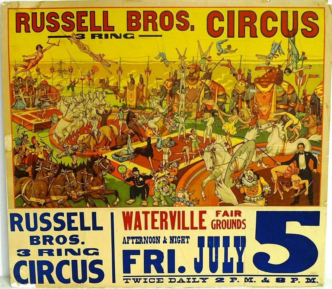 RUSSELL BROS. 3-RING CIRCUS POSTER (1 of 1)