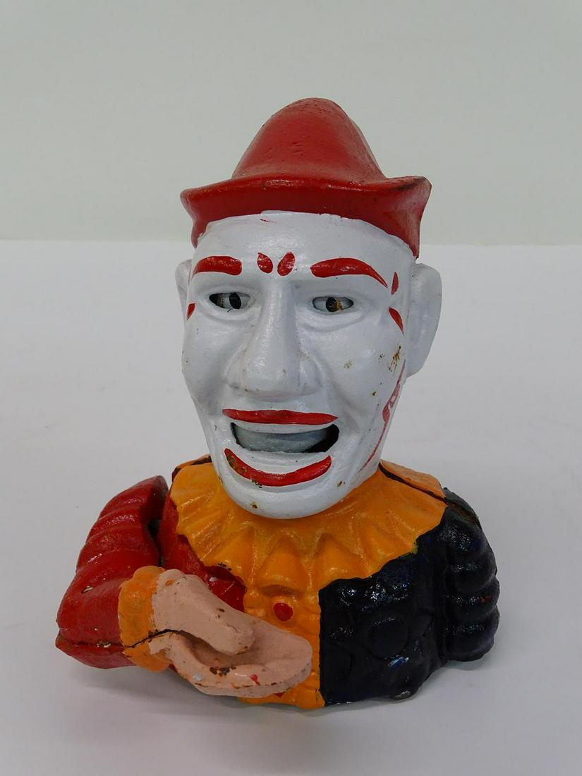 CAST IRON ANIMATED CLOWN BANK (1 of 1)