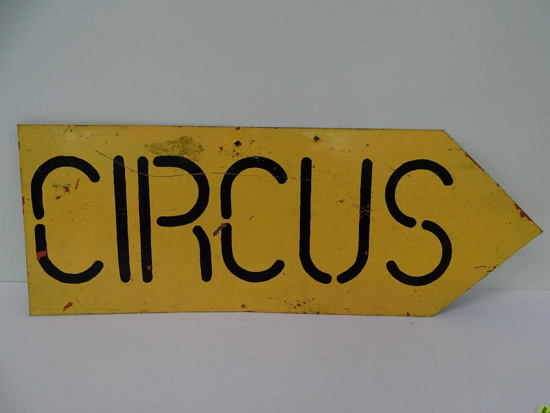 TIN DIRECTIONAL CIRCUS SIGN (1 of 1)