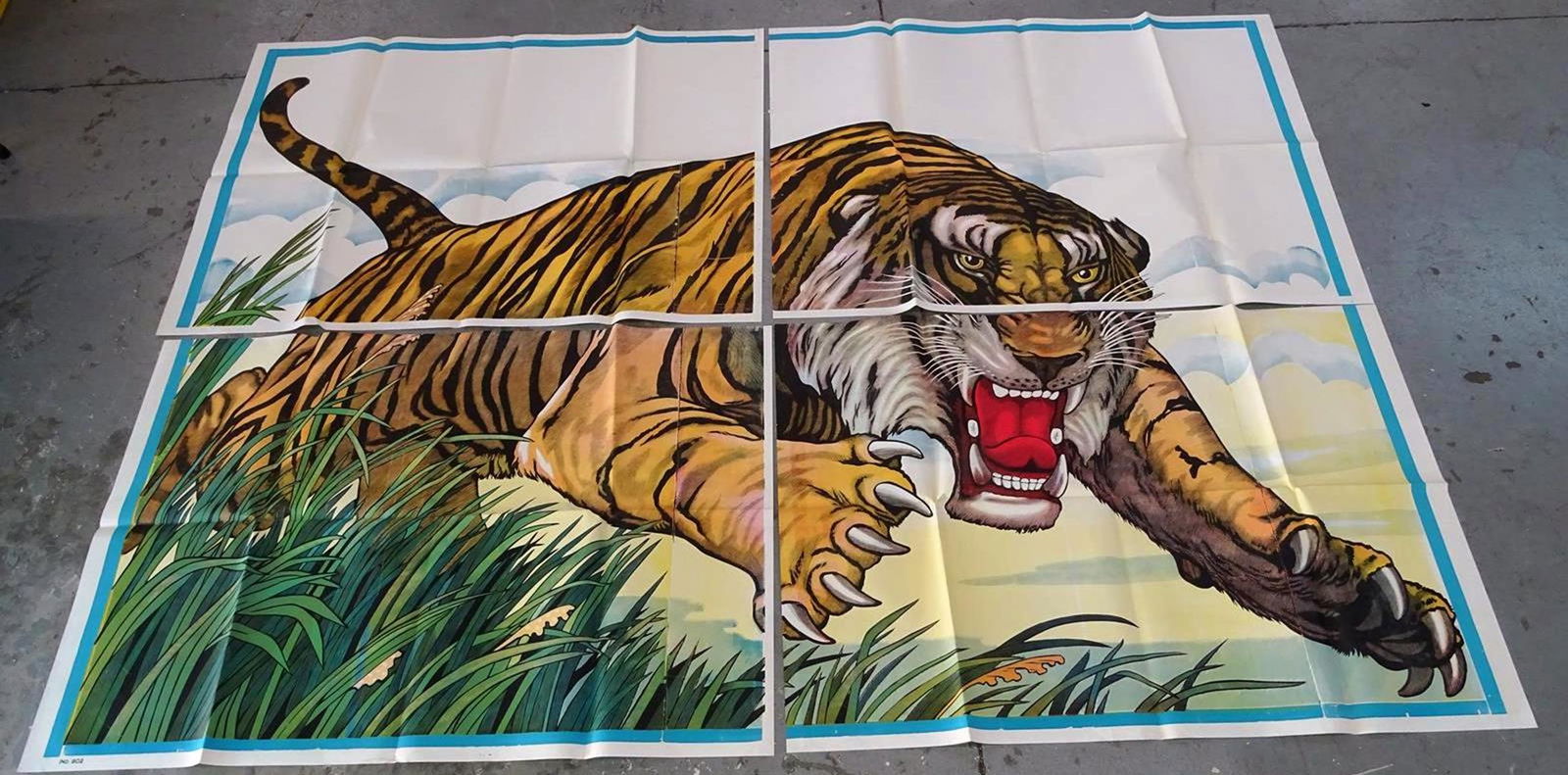 8 SHEET STOCK LEAPING TIGER BILLBOARD LITHO (1 of 1)
