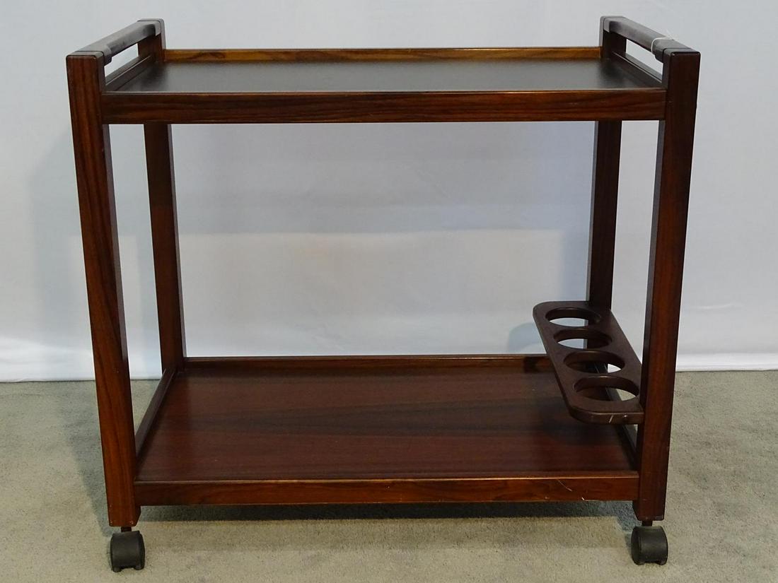 DANISH ROSEWOOD BAR CART: 31W, 19D, 28H