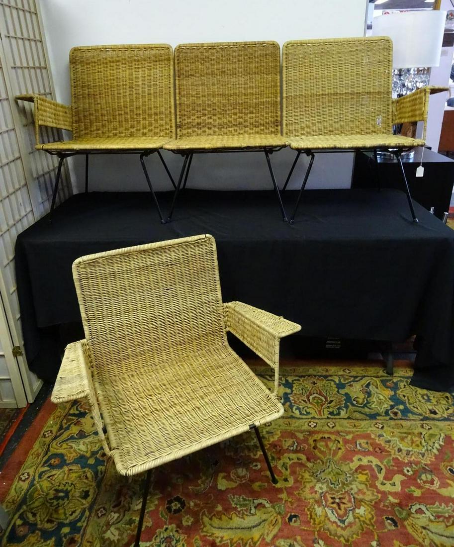 VAN KEPPELL & GREEN RATTAN/IRON SOFA AND CHAIR: SECTIONAL