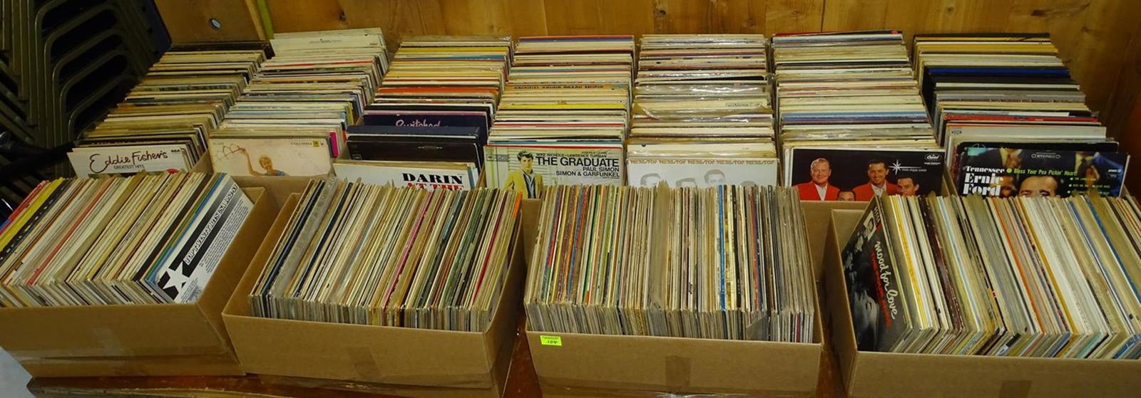 HUGE COLLECTION OF LP RECORDS: APPROX. 1,600 RECORDS. BIG BAND, FRANKIE LANE, SAMMY KAYE, TOM JONES, MATHIS, BENNETT, SINATRA, ORCHESTRA, RAY CHARLES, OSCAR PETERSON, BING CROSBY, BROADWAY, MUSICAL AND MORE.