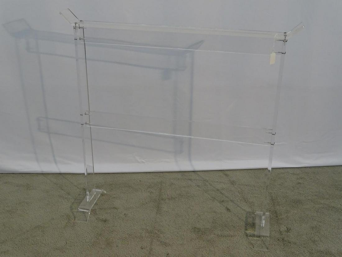 LUCITE VALET STAND: 36W, 36H