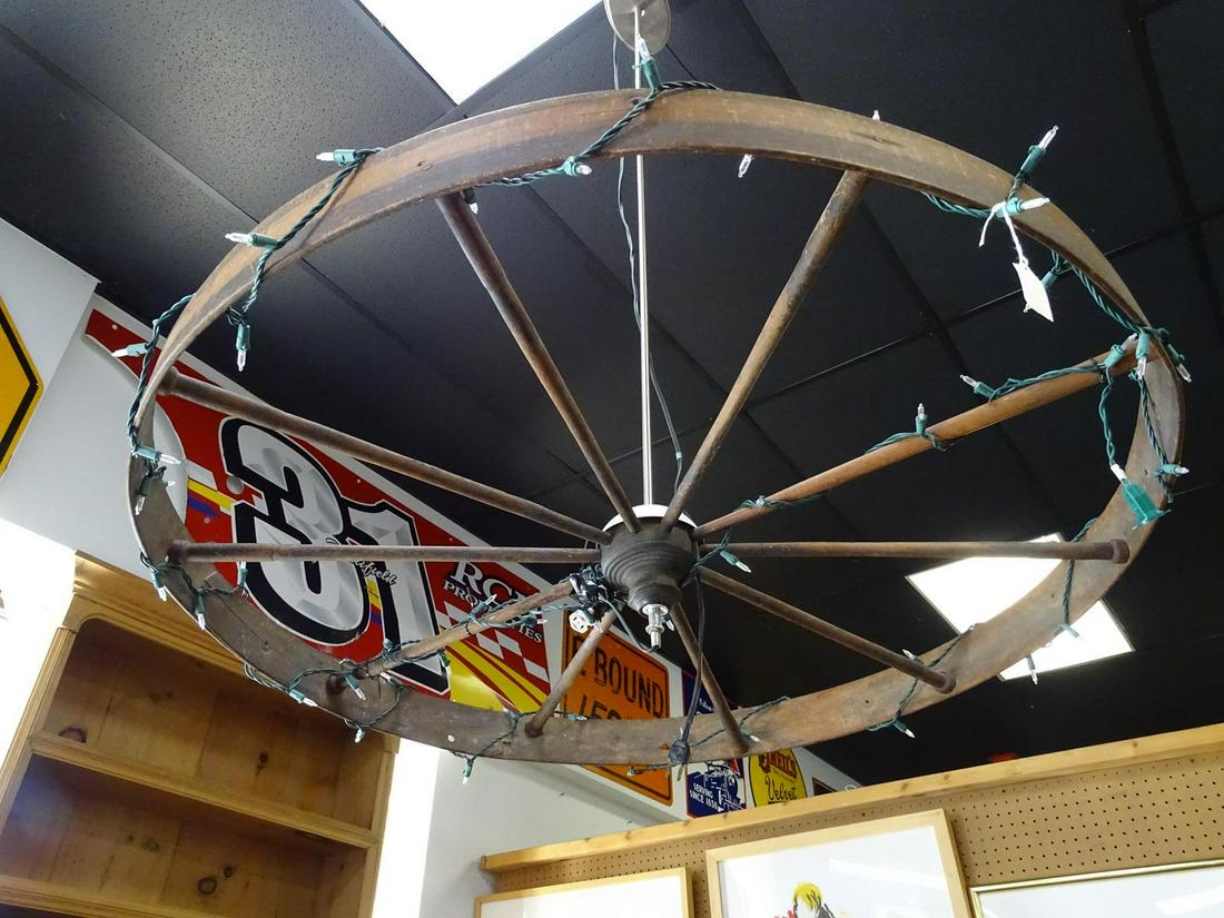 RUDIMENTARY SPINNING WHEEL CEILING LAMP: SEE TITLE