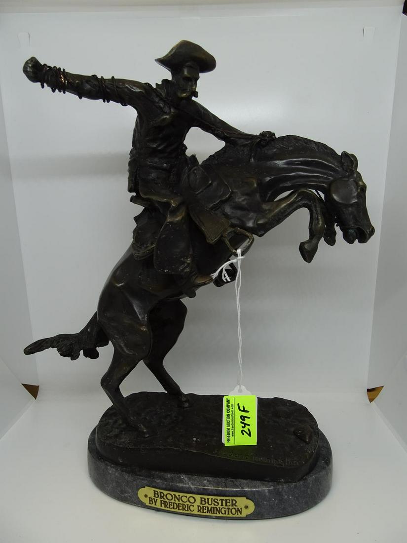 AFTER FREDERIC REMINGTON CAST BRONZE: "BRONCO BUSTER". 13"H