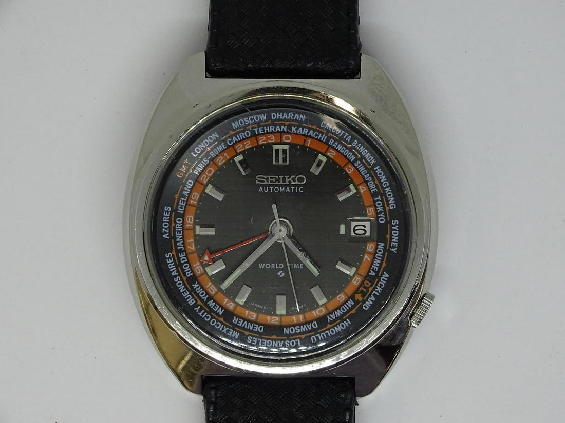 SEIKO 6117-6409 WORLD TIME WATCH: AUTOMATIC, RUNNING.