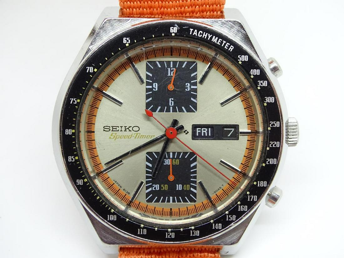 SEIKO 6138-0030 SPEEDTIMER WATCH: KAKUME CHAMPAGNE. RUNNING